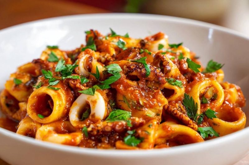 Rigatoni mit Tintenfischringen (Nie wieder zäher Tintenfisch!)