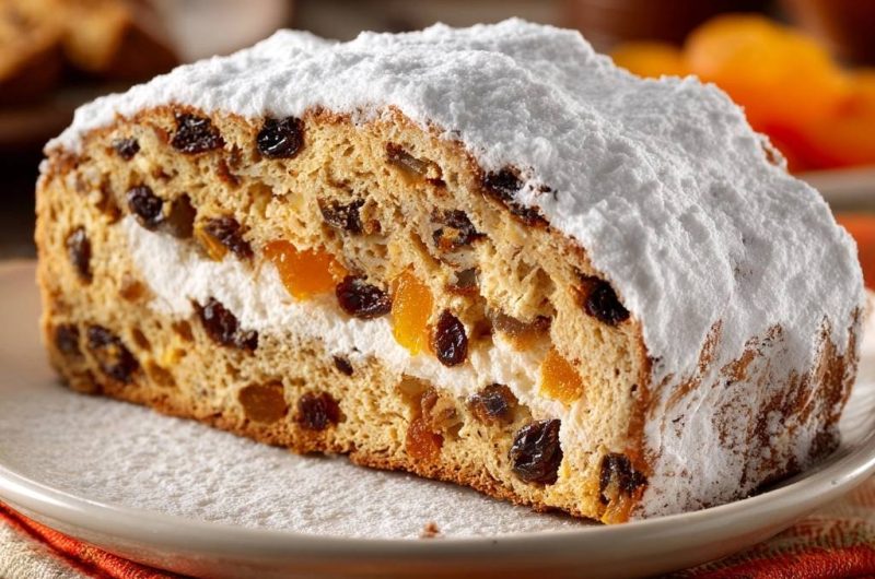 Saftiger Aprikosen-Rosinen-Stollen
