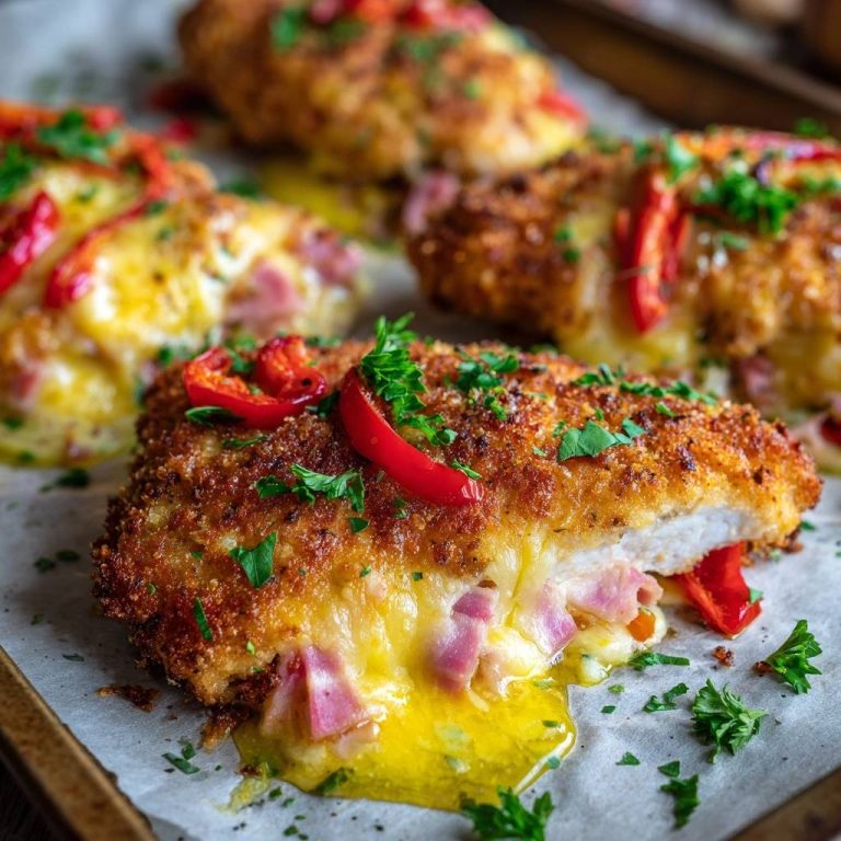 Saftiges Panierhähnchen mit Puten-Käse-Füllung Rezept