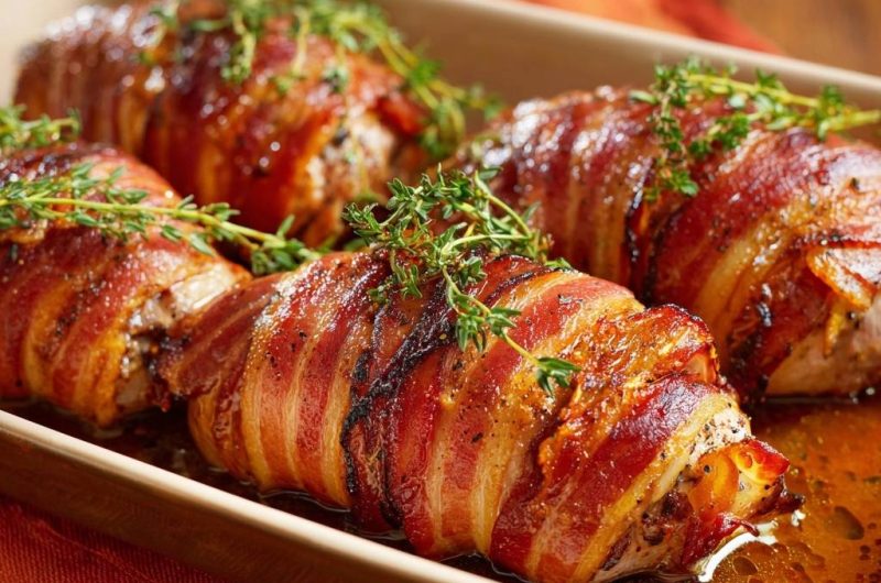 Speckgewickelte Hähnchenbrüste