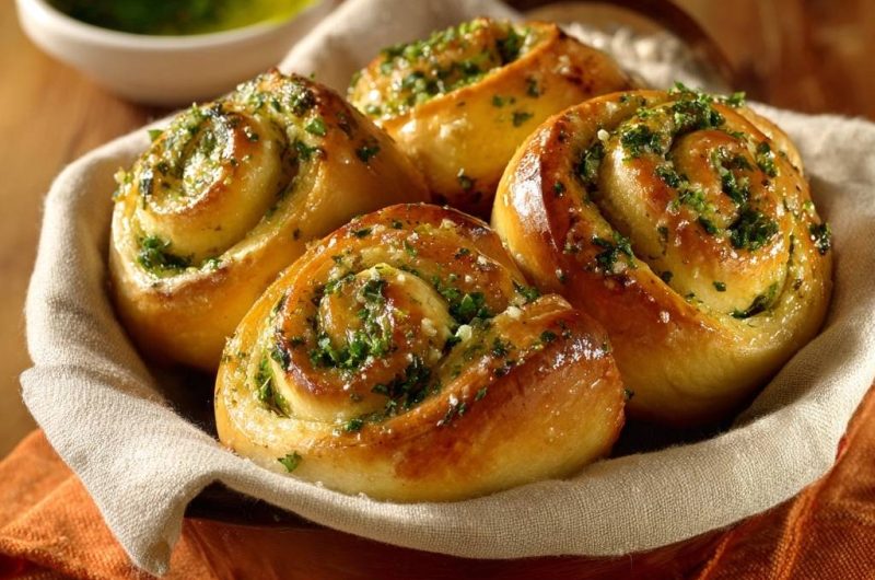 Spiralförmige Kräuterbrötchen