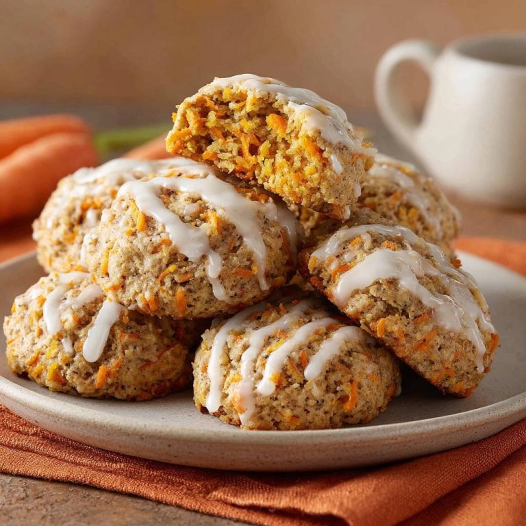 Saftige Karotten-Scones – fluffig & knusprig, angeschnitten und mit Zuckerguss beträufelt