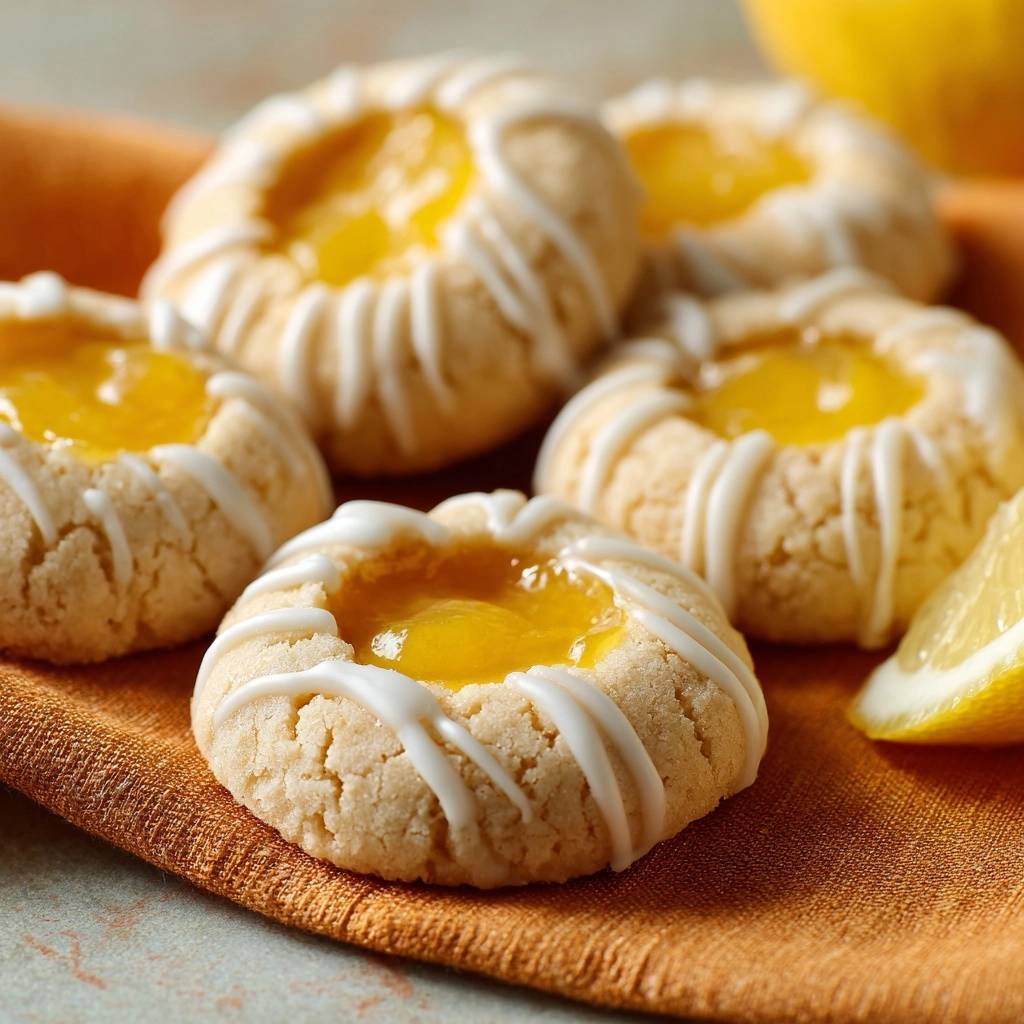 Zitronenfüllte Sandplätzchen mit Zuckerguss-Dekor, Nahaufnahme der Textur und Füllung.