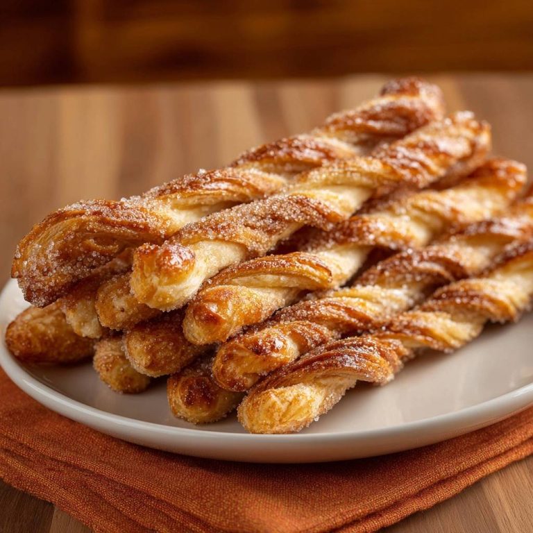 Knusprige Zuckertwists, nah aufgenommen mit sichtbarem Zucker auf den gebackenen Teigstreifen.