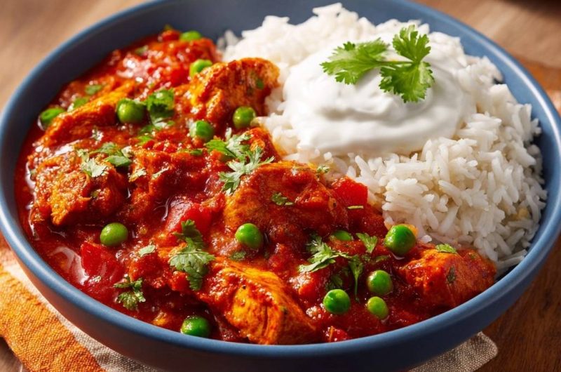 Aromatisches Hähnchen-Curry mit Erbsen