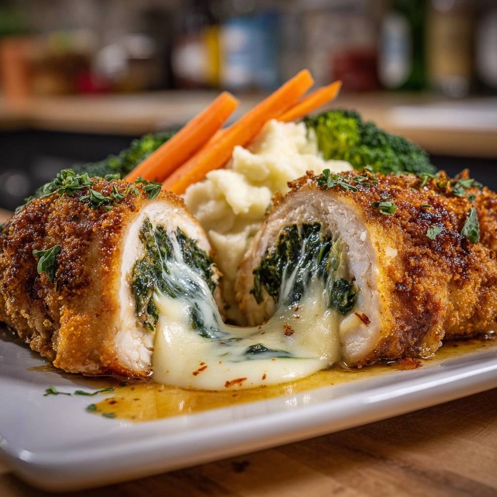 Knuspriges Spinat-Käse-Hähnchen