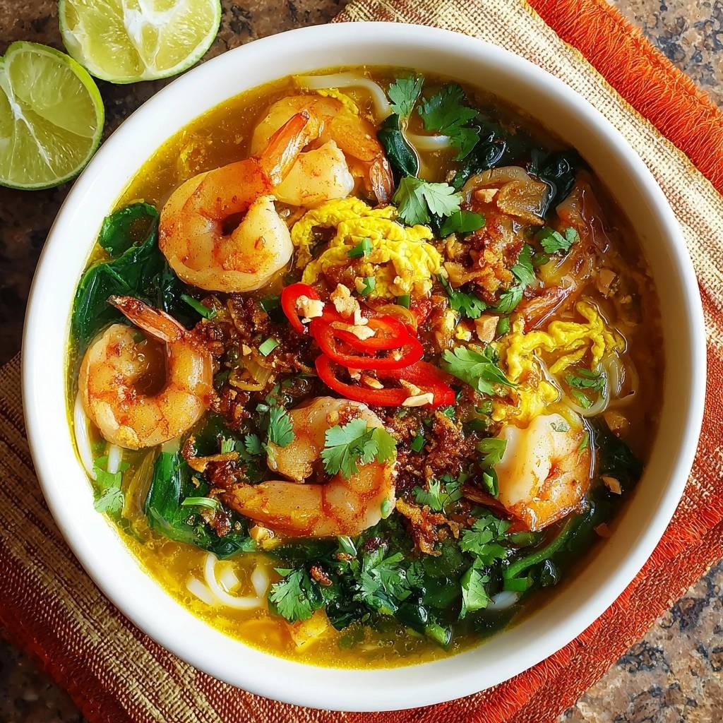 Würzige Garnelen-Nudelsuppe