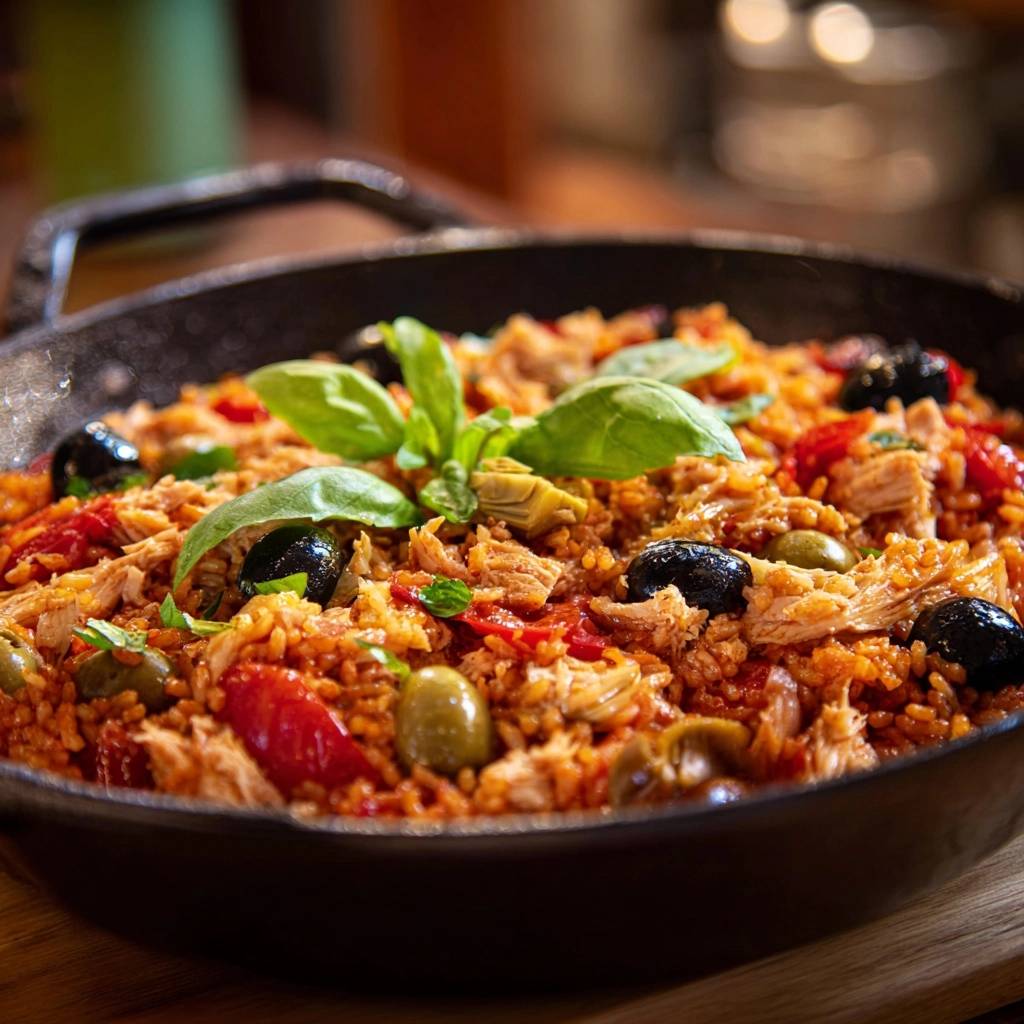 Mediterrane Hähnchen-Reispfanne