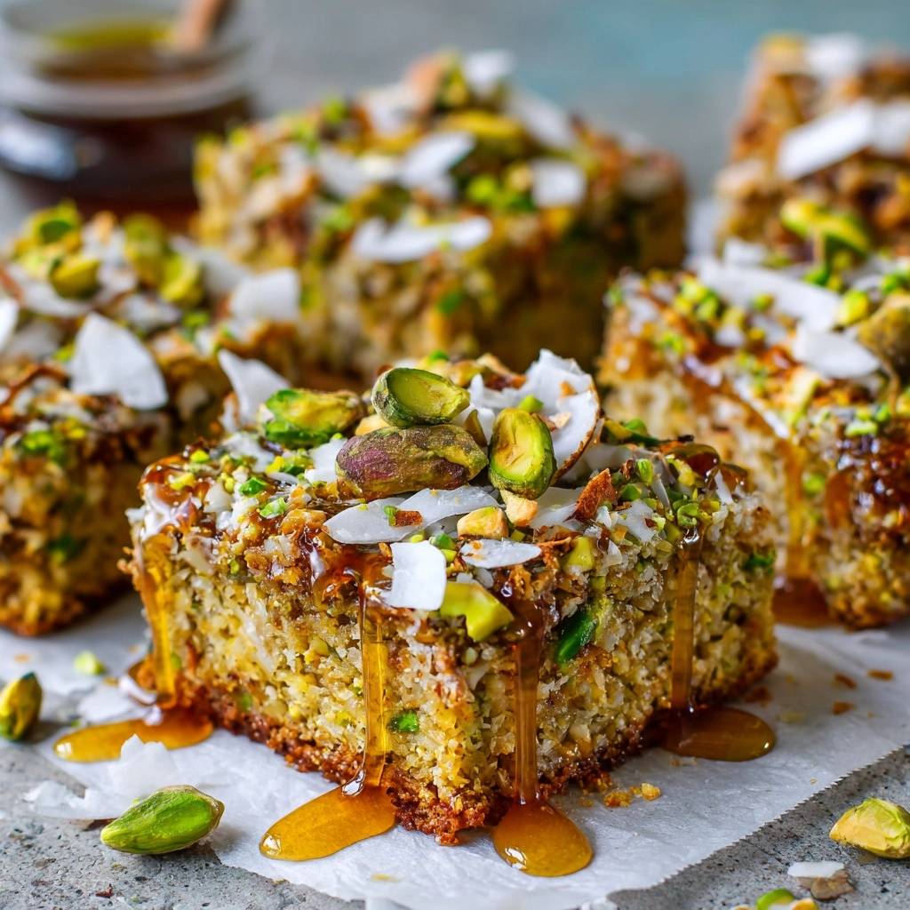 Saftige Pistazien-Kokos-Schnitten