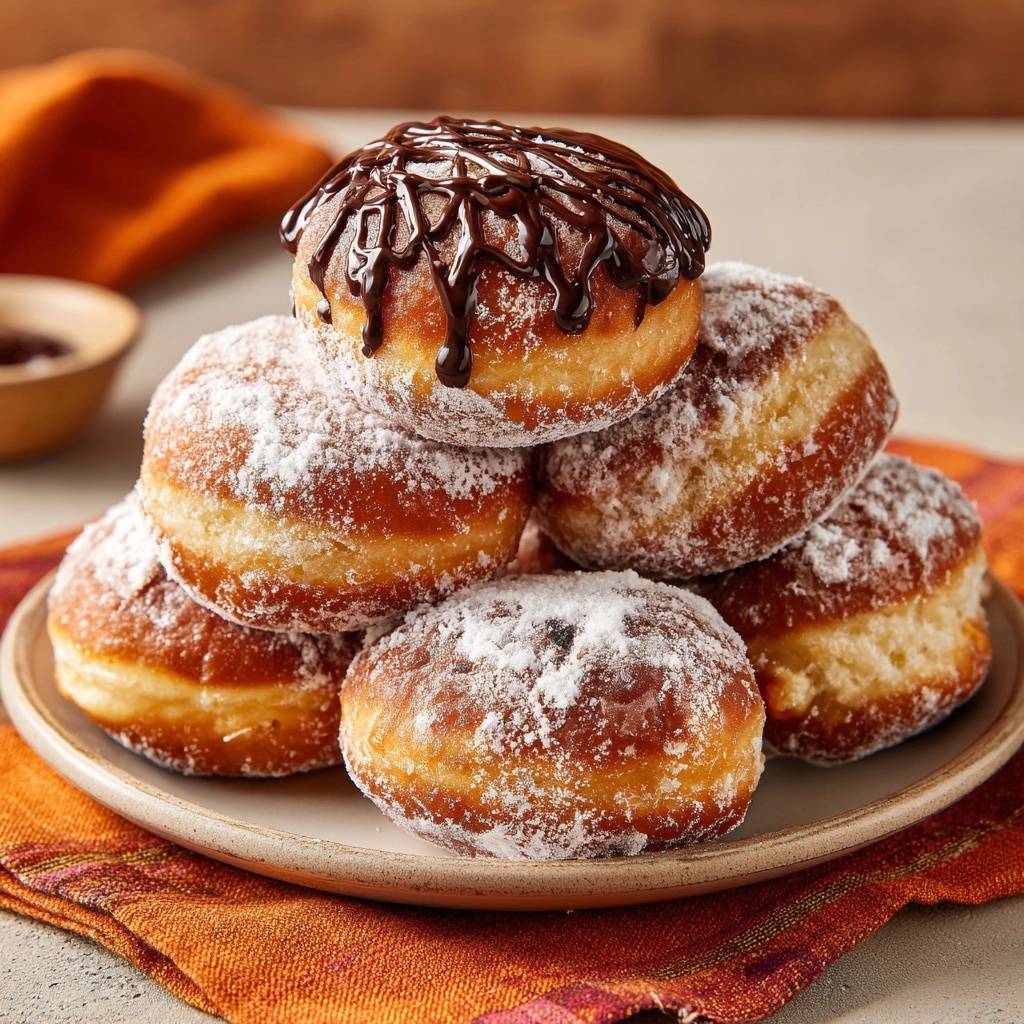 Fluffige Berliner mit Schokoguss