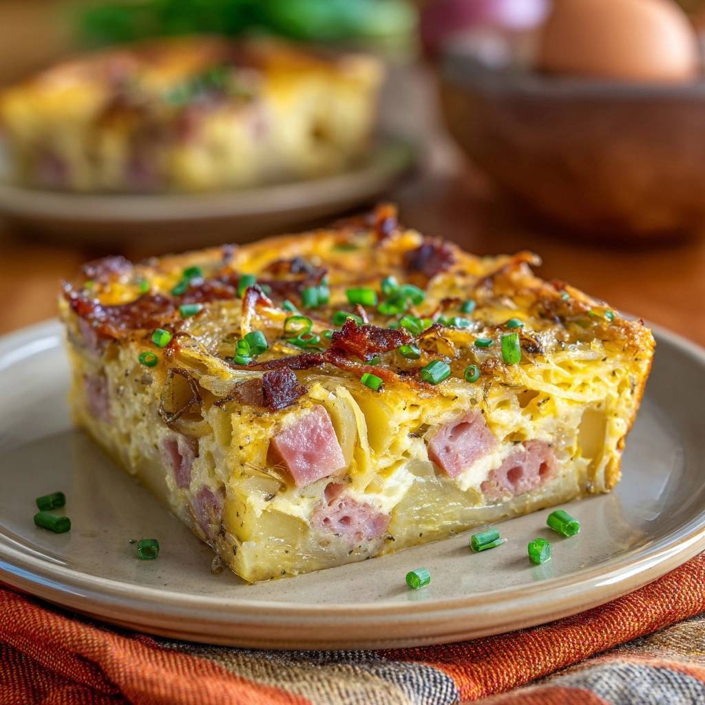 Cremiger Schinken-Nudelauflauf