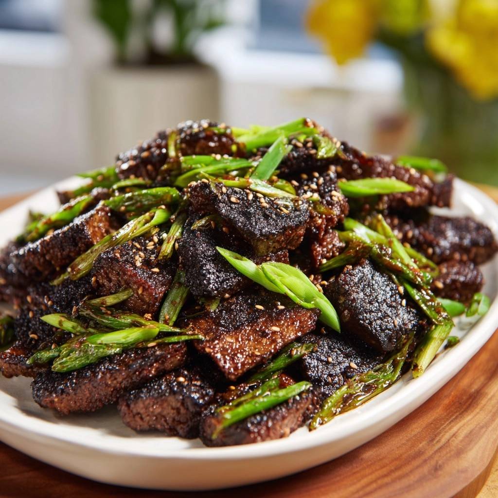 Knuspriges Rindfleisch mit Frühlingszwiebeln