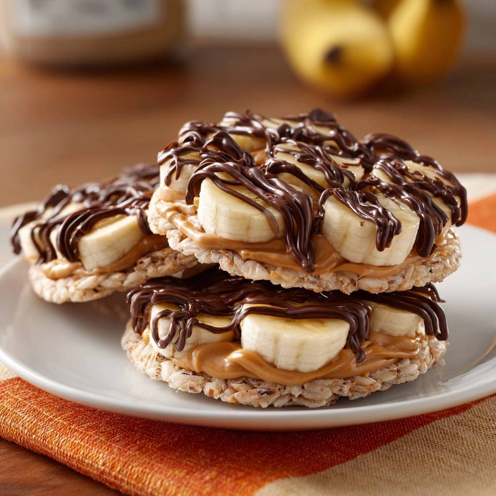 Kokos-Erdnussbutter-Bananen-Stacks mit Schoko