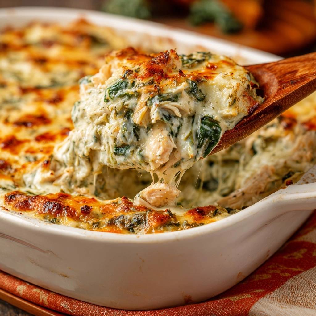 Cremiger Hähnchen-Spinat-Auflauf