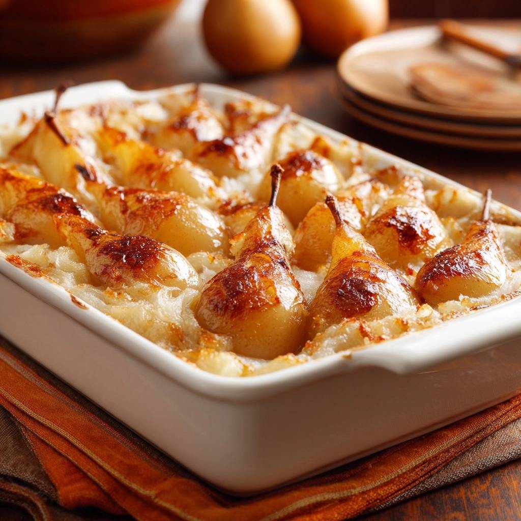 Herzhafter Birnen-Käse-Auflauf