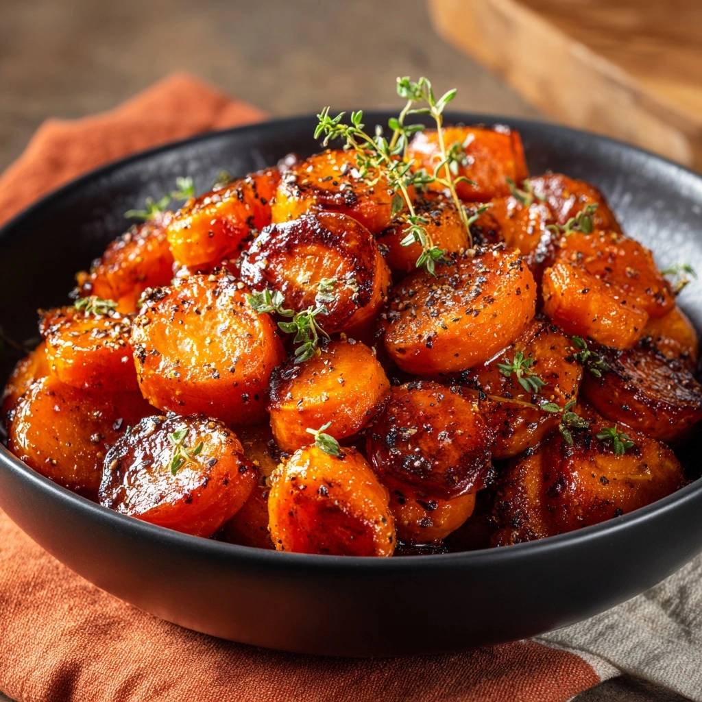 Glasierte Ofenkarotten mit Thymian