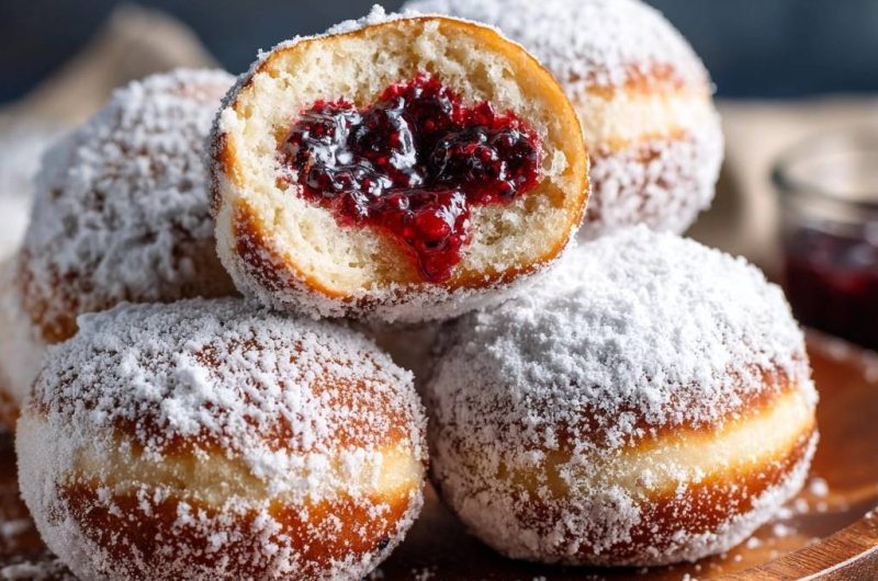 Berliner mit Beerenmarmelade (Nie wieder auslaufende Marmelade!)