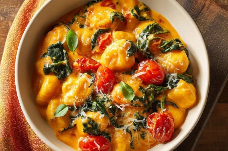 Cremige Gnocchi mit Spinat und Tomaten (Nie wieder matschige Gnocchi!)