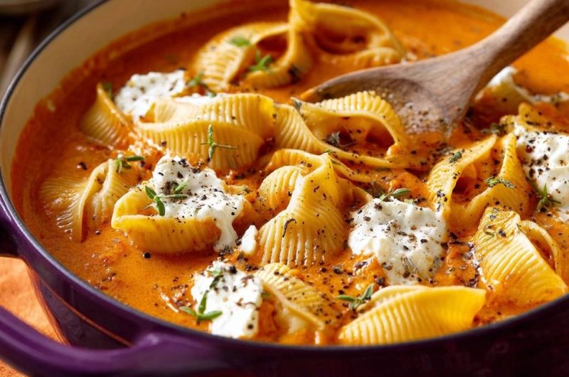 Cremige Kürbis-Conchiglie mit Feta