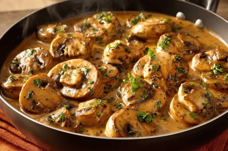 Cremige Knoblauch-Champignons