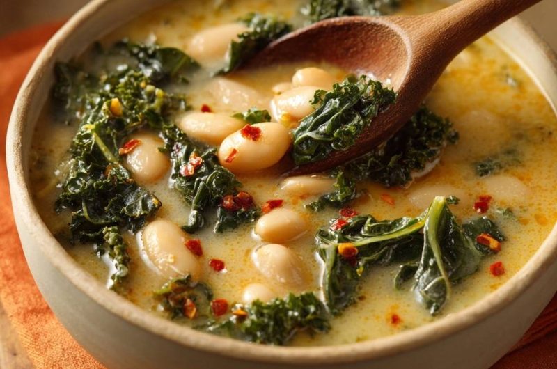 Cremige Weiße-Bohnen-Grünkohl-Suppe