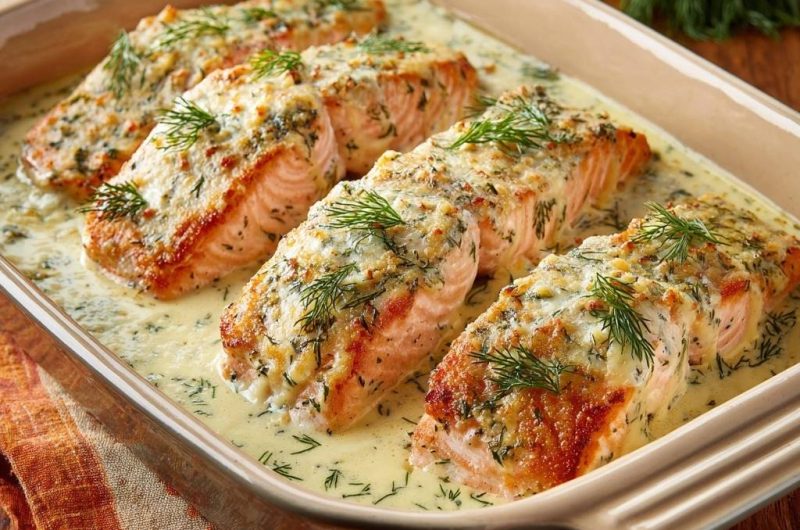 Cremiger Dill-Lachs-Auflauf