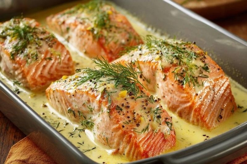 Cremiger Dill-Lachs aus dem Ofen
