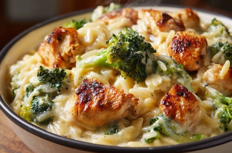 Cremiger Hähnchen-Brokkoli-Orzo