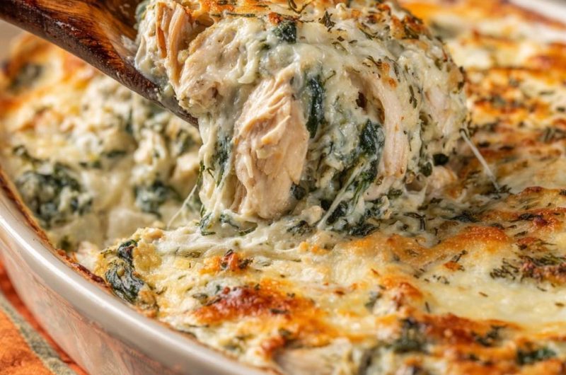 Cremiger Hähnchen-Spinat-Auflauf