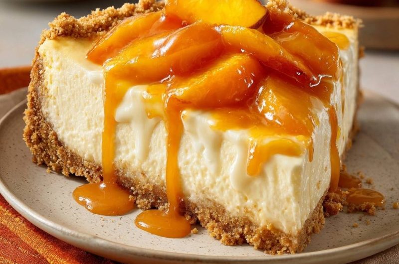 Cremiger Pfirsich-Karamell-Cheesecake (Der Anti-Matsche-Boden)