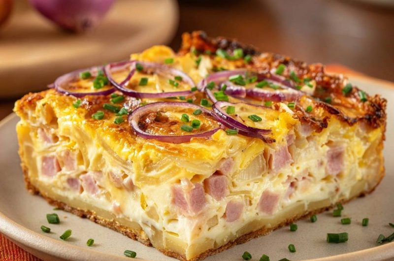 Cremiger Schinken-Nudelauflauf