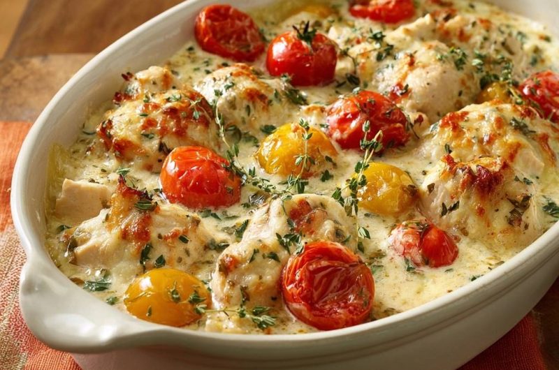 Cremiges Hähnchen-Tomaten-Auflauf