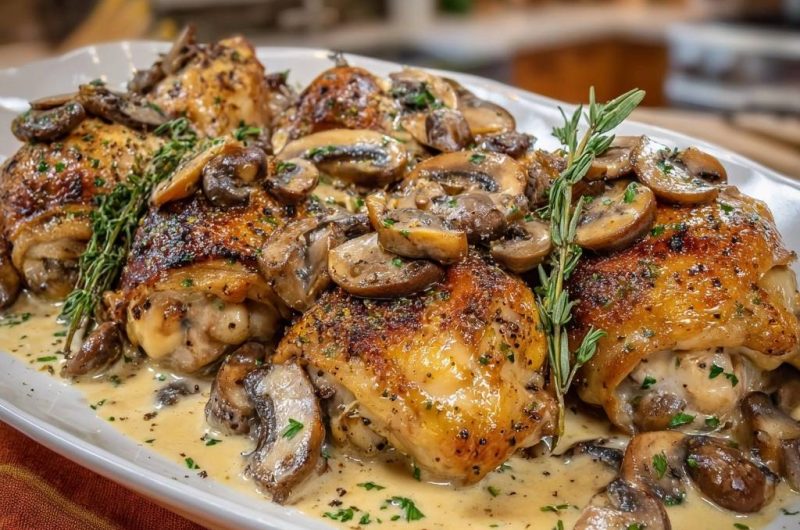 Cremiges Pilz-Hähnchen aus der Pfanne