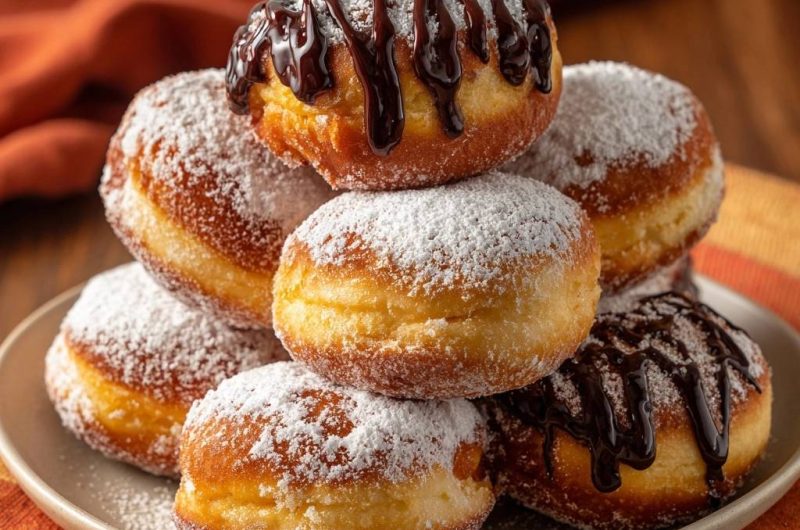 Fluffige Berliner mit Schokoguss