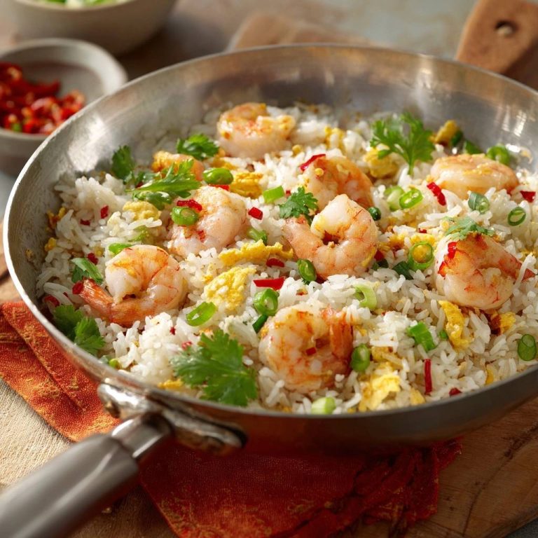 Gebratener Reis mit Garnelen (Nie wieder matschiger Reis!)