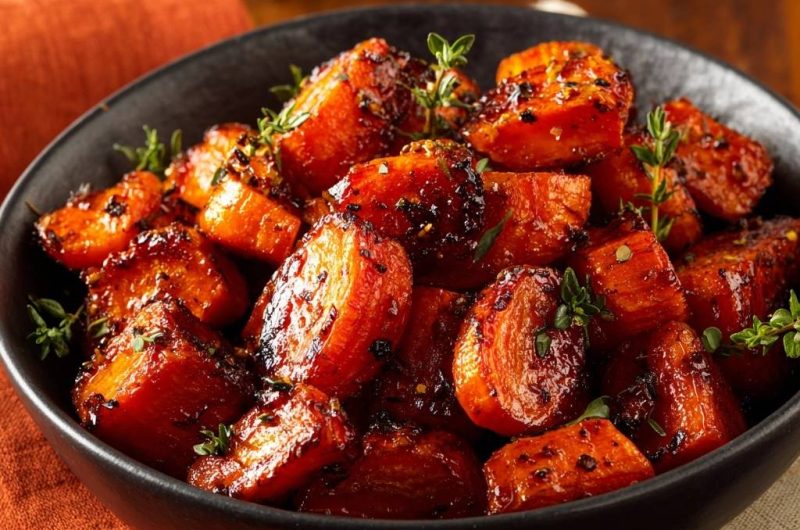 Glasierte Ofenkarotten mit Thymian