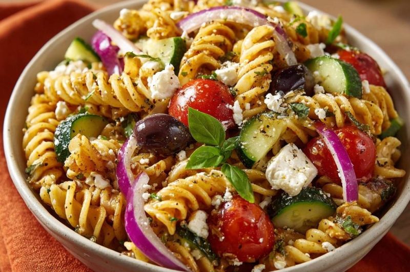 Griechischer Fusilli-Salat (Nie wieder matschige Nudeln)