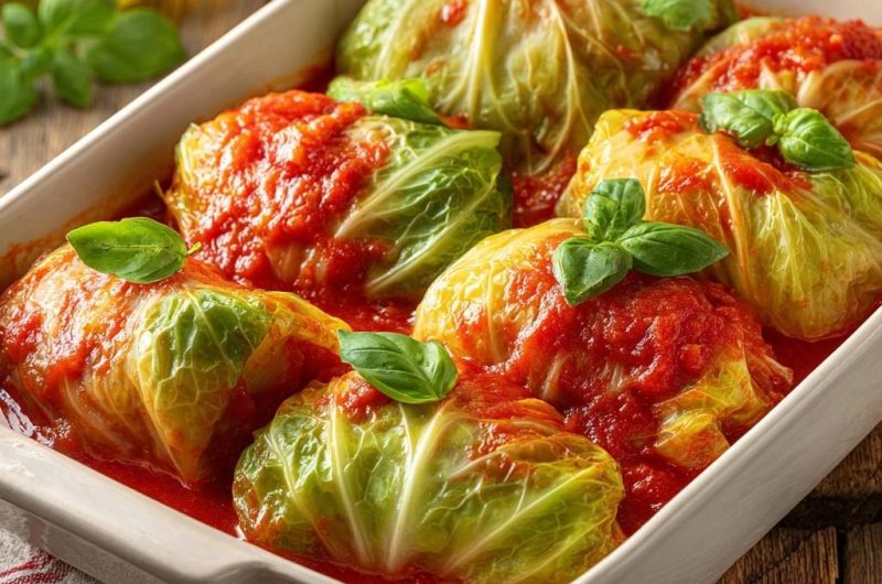 Herzhafte Wirsingrouladen in Tomatensoße