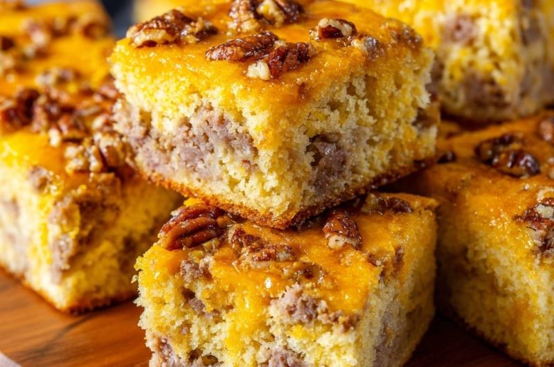 Herzhaftes Wurst-Maisbrot mit Pekannüssen