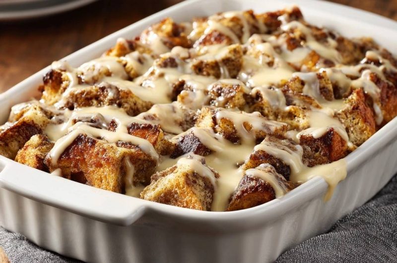 Klassischer Ofen-Brotpudding mit Vanilleguss