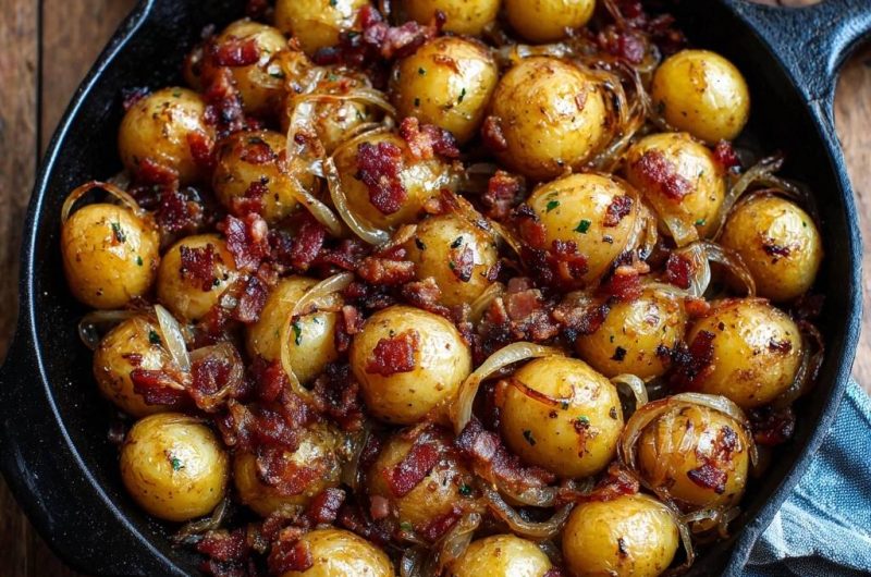 Knusprige Babykartoffeln mit Speck und Zwiebeln