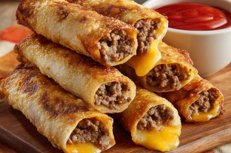 Knusprige Cheeseburger-Rollen