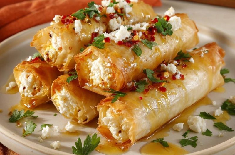 Knusprige Feta-Honig-Phyllorollen