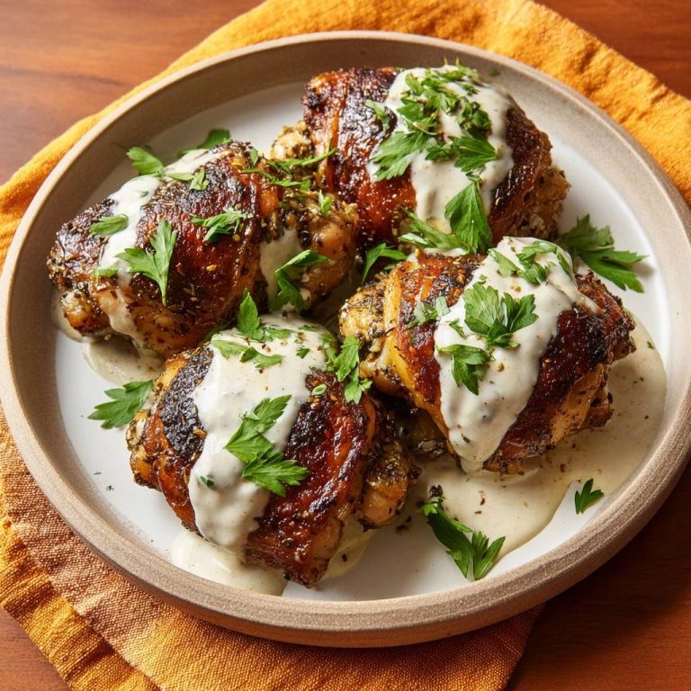 Knusprige Gewürz-Hähnchenschenkel mit Joghurt-Kräuter-Soße
