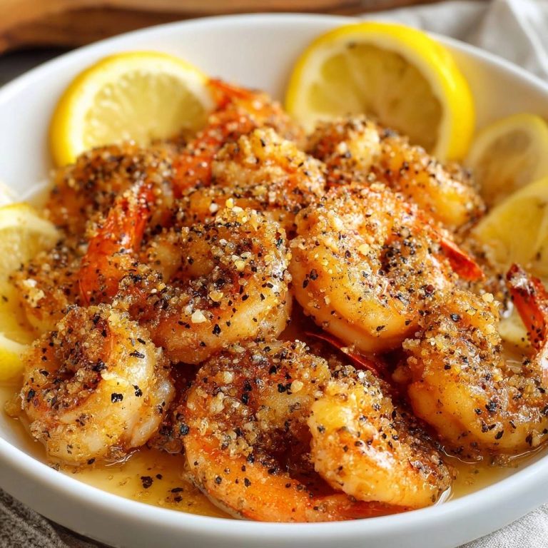 Knusprige Knoblauch-Pfeffer-Garnelen mit Zitrone