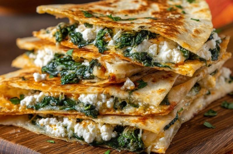 Knusprige Spinat-Feta-Quesadillas
