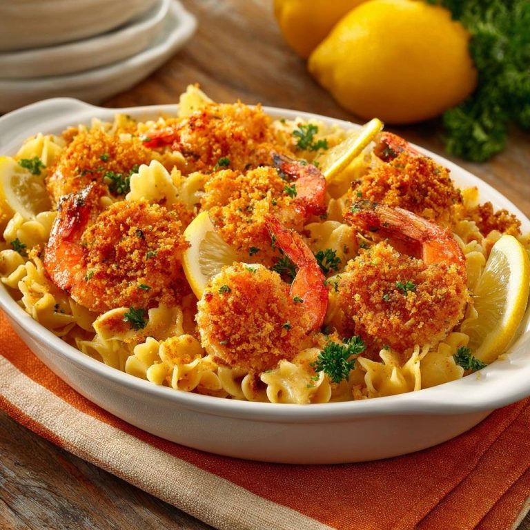 Knusprige Zitronen-Garnelen auf Farfalle – Rezept