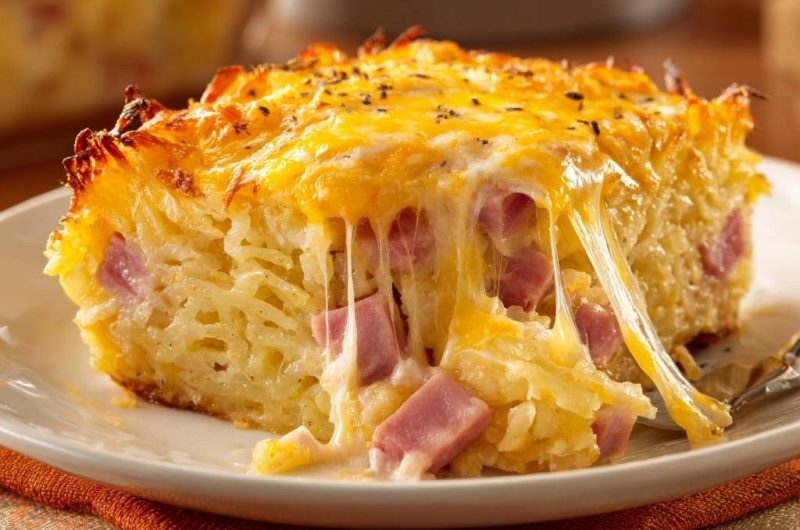 Knuspriger Schinken-Nudelauflauf