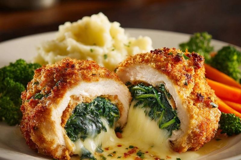 Knuspriges Spinat-Käse-Hähnchen