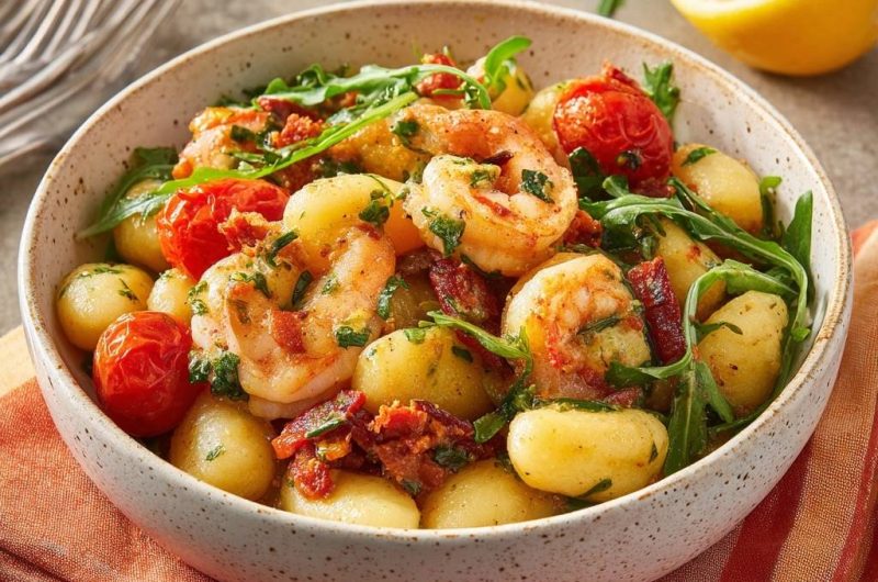 Mediterrane Gnocchi-Pfanne mit Garnelen